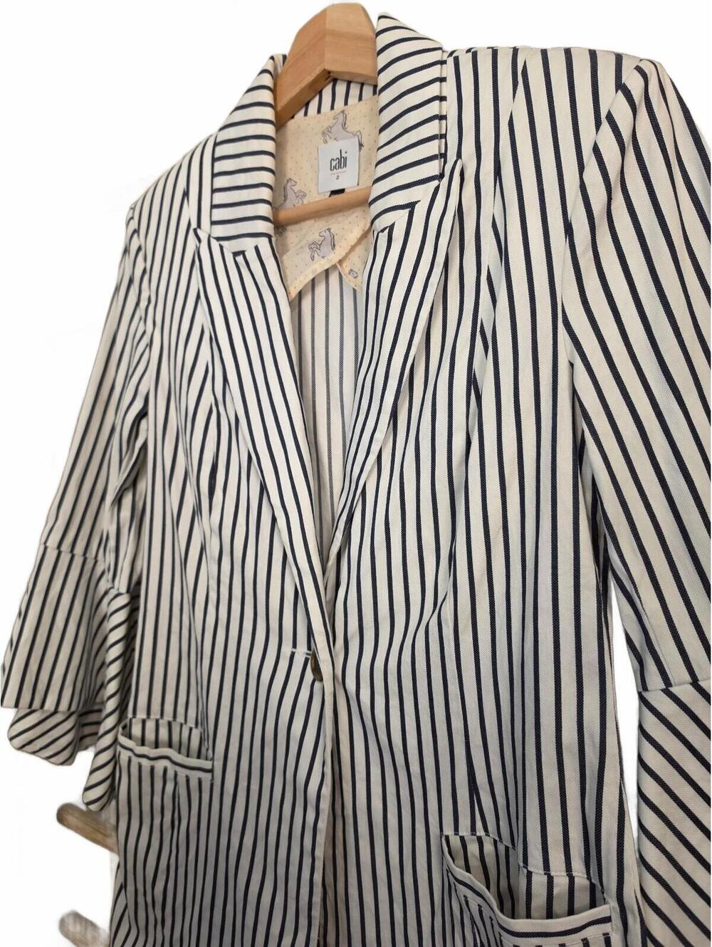 Cabi white and navy striped blazer Size 2 - Picture 5 of 11